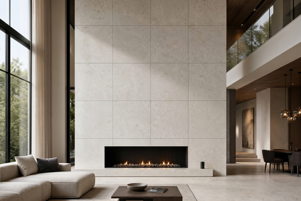 TILE IVORY HAMMERED TRAVERTINE 48" x 48" 3/4" CROSS CUT