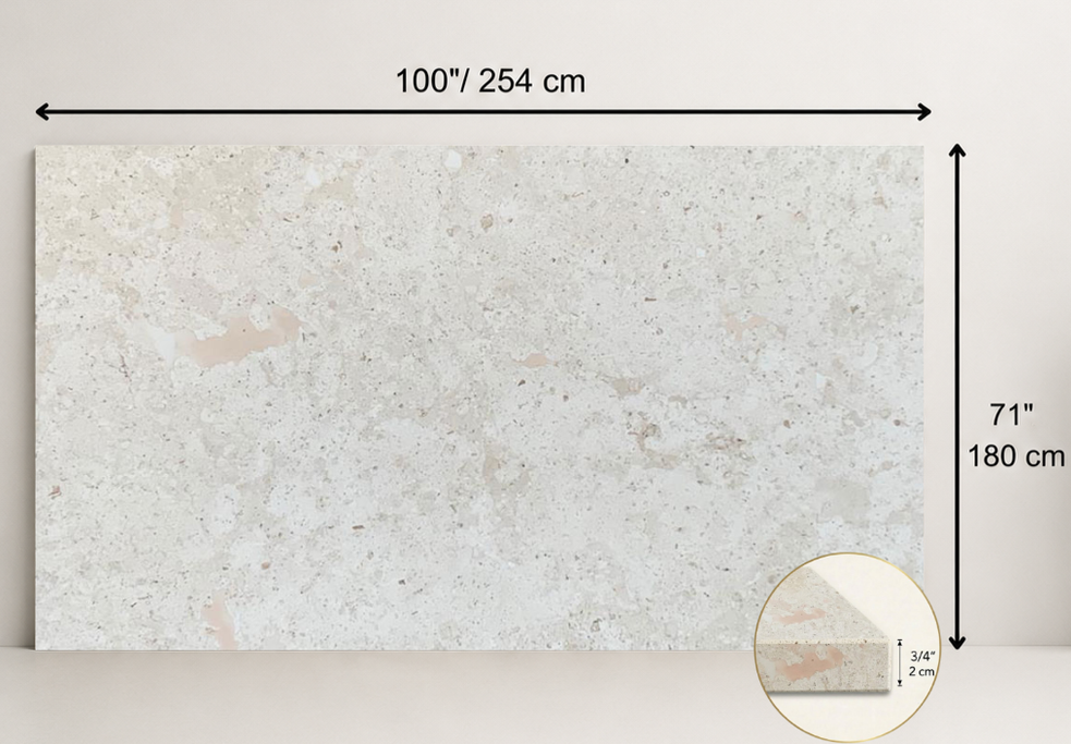 SLAB IVORY HAMMERED TRAVERTINE 71" x 100" x 3/4" CROSS CUT