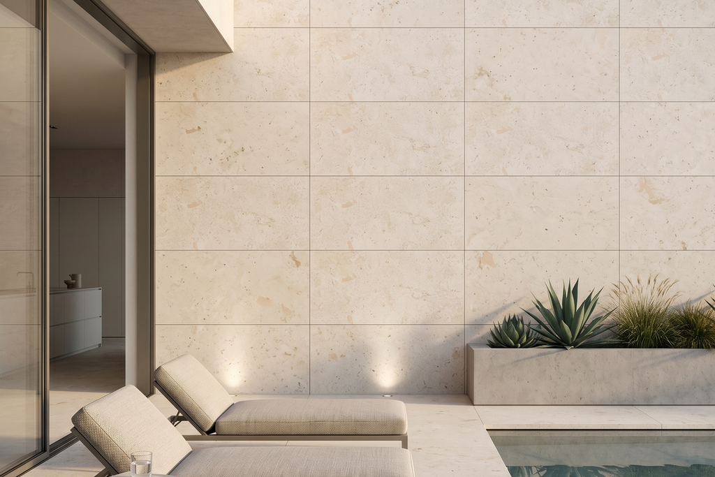 TILE IVORY HAMMERED TRAVERTINE 24" x 36" x 3/4 CROSS CUT