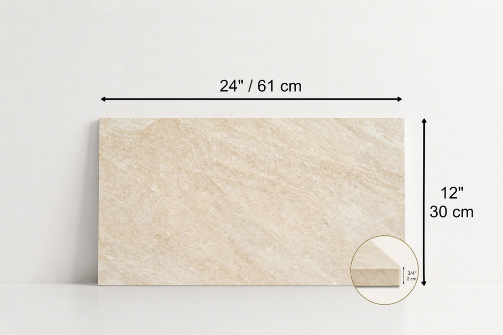 TILE IVORY HONED TRAVERTINE 12" x 24" x 3/4 CROSS CUT