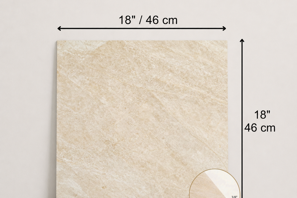 TILE IVORY HONED TRAVERTINE 18" x 18" x 3/8 CROSS CUT