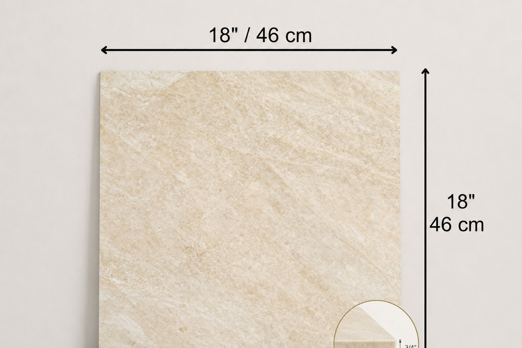 TILE IVORY HONED TRAVERTINE 18" x 18" x 3/4 CROSS CUT