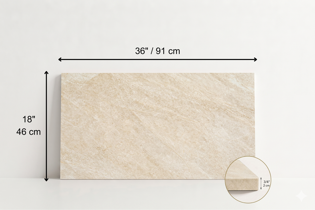 TILE IVORY HONED TRAVERTINE 18" X 36" X 3/4" CROSS CUT