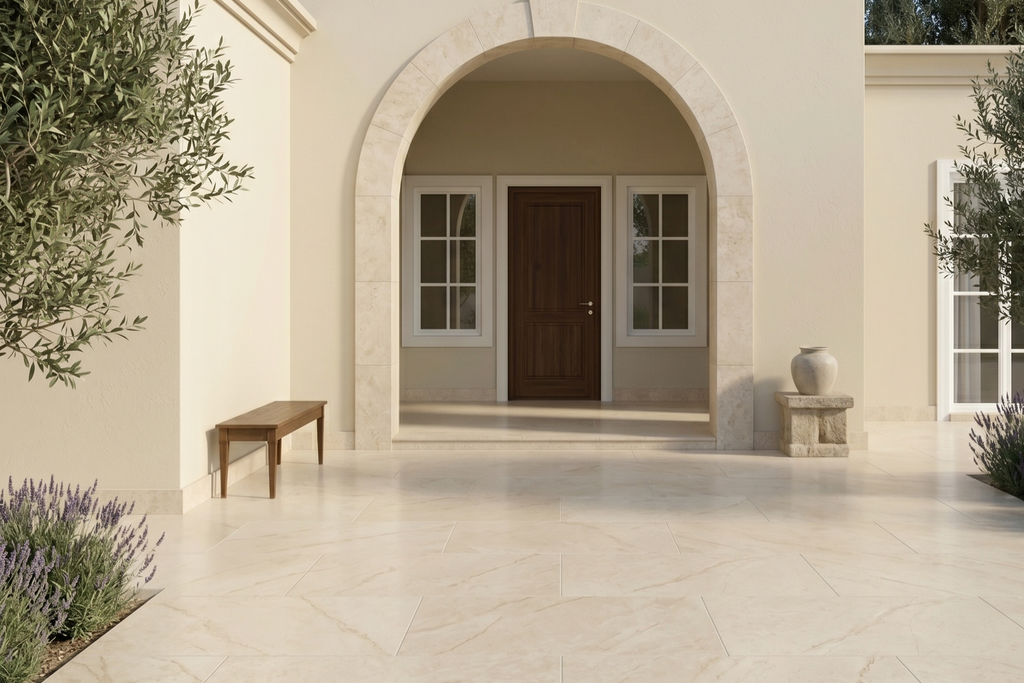 TILE IVORY HONED TRAVERTINE 18" X 36" X 3/4" CROSS CUT
