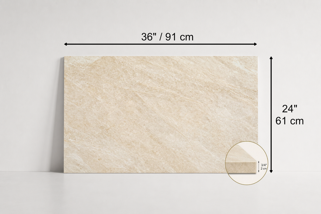 TILE IVORY HONED TRAVERTINE 24" x 36" x 3/4 CROSS CUT