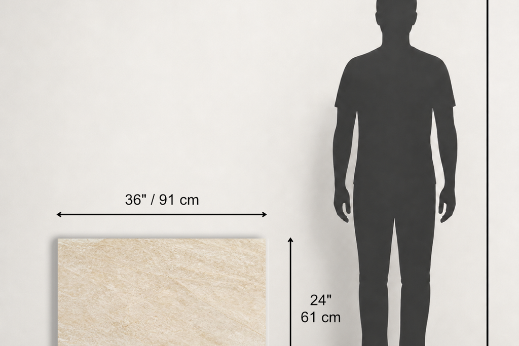 TILE IVORY HONED TRAVERTINE 24" x 36" x 3/4 CROSS CUT