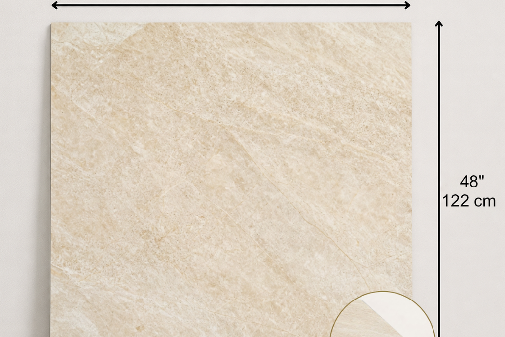 TILE IVORY HONED TRAVERTINE 48" x 48" 3/4" CROSS CUT