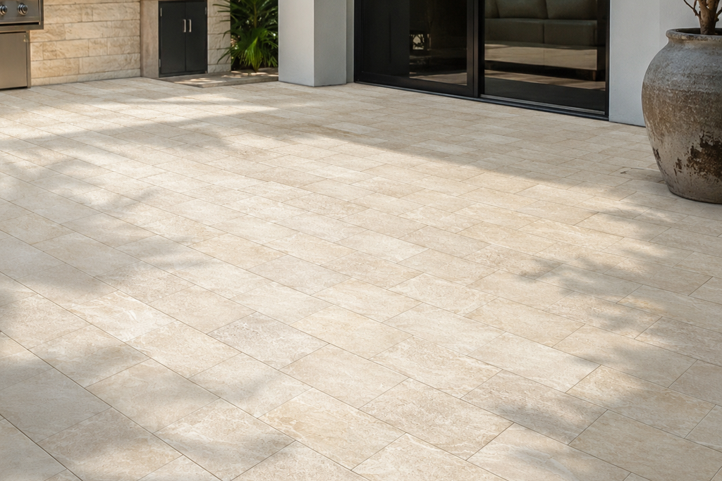 PAVERS IVORY HONED TRAVERTINE 6" X 12" X 1 1/4" CROSS CUT