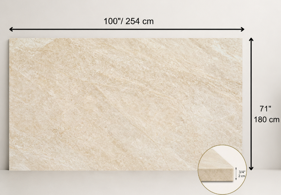 SLAB IVORY HONED TRAVERTINE 71" x 100" x 3/4" CROSS CUT