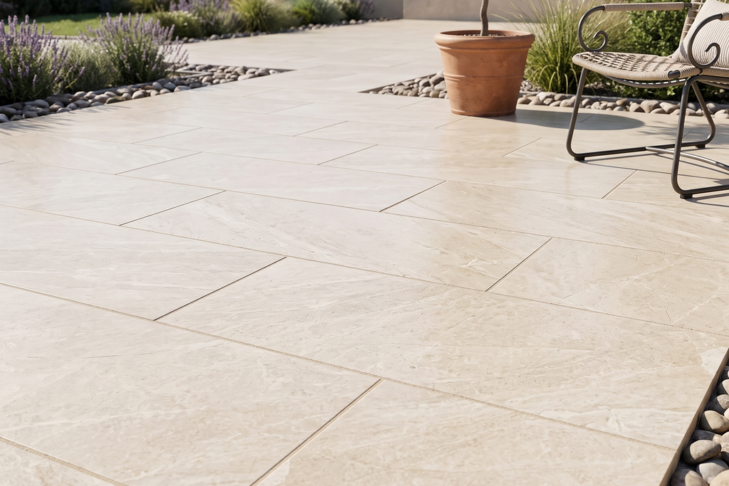 PAVERS IVORY HONED TRAVERTINE 12" X 24" X 1 1/4" CROSS CUT