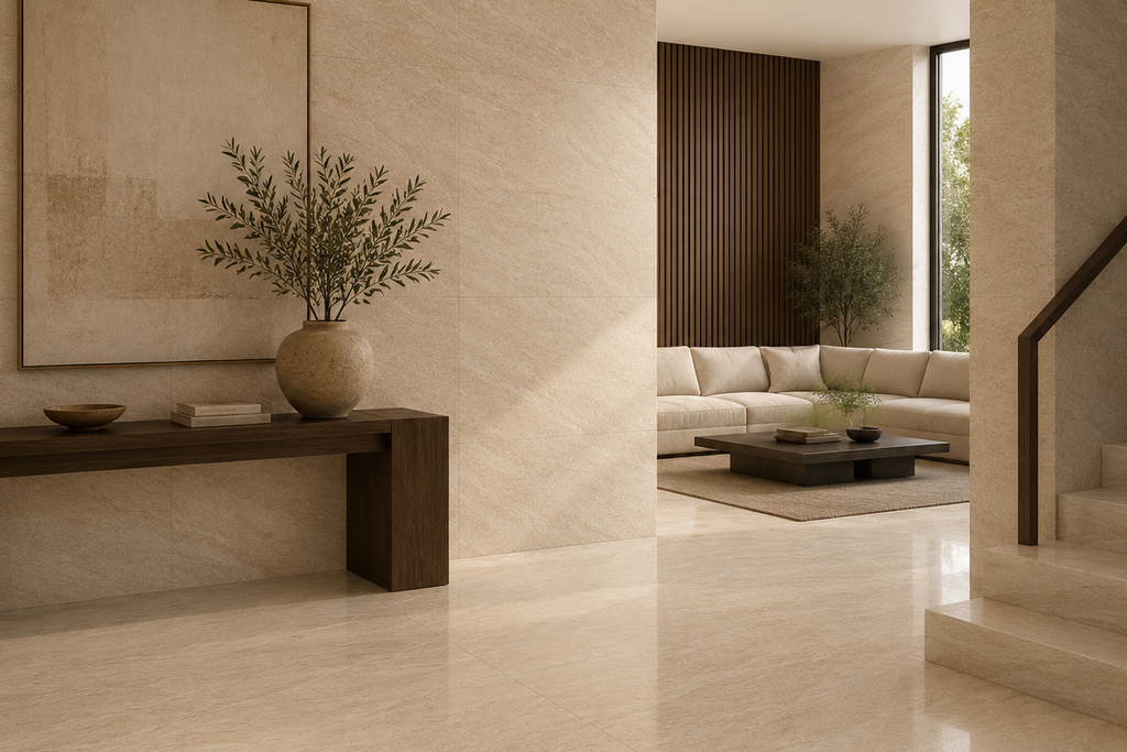 SLAB IVORY HONED TRAVERTINE 71" x 100" x 3/4" CROSS CUT
