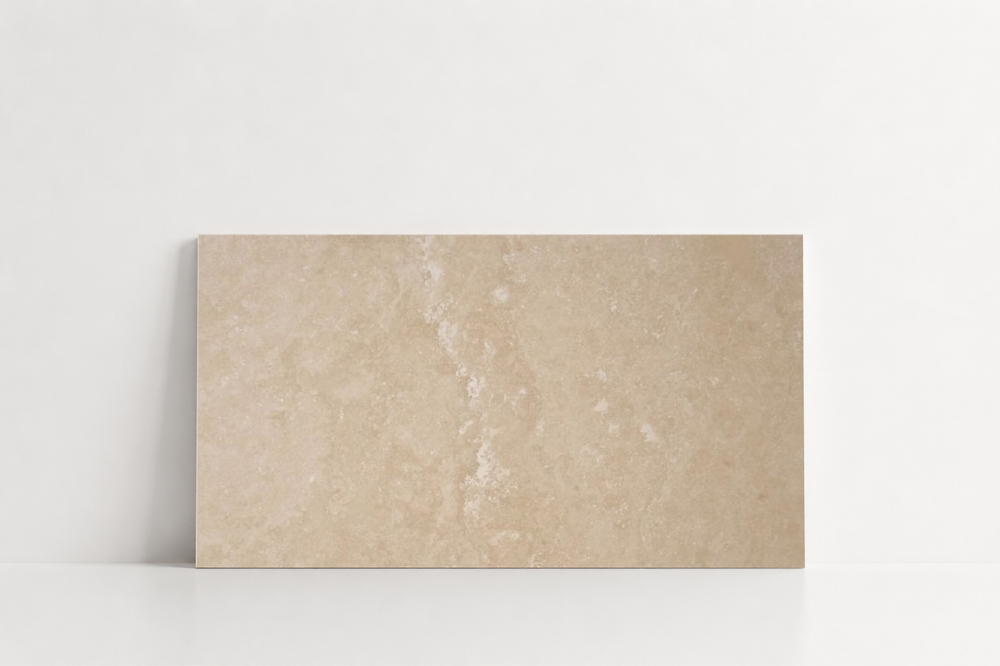 TILE IVORY LEATHER TRAVERTINE 12" x 24" x 3/4 CROSS CUT