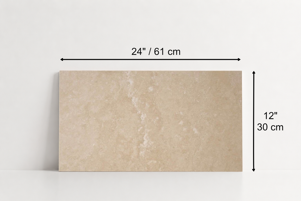 PAVER IVORY LEATHER TRAVERTINE 12" X 24" X 1 1/4" CROSS CUT