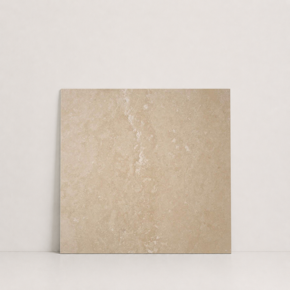 TILE IVORY LEATHER TRAVERTINE 18" x 18" x 3/8 CROSS CUT
