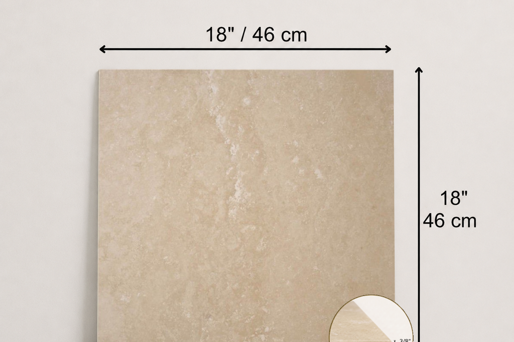 TILE IVORY LEATHER TRAVERTINE 18" x 18" x 3/8 CROSS CUT