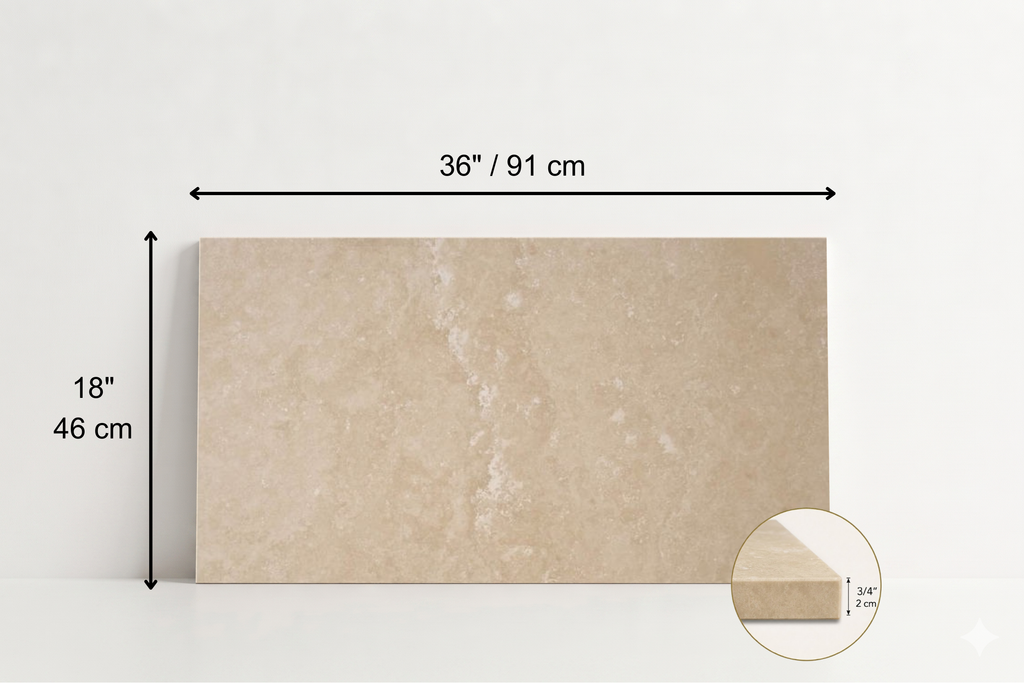 TILE IVORY LEATHER TRAVERTINE 18" X 36" X 3/4" CROSS CUT