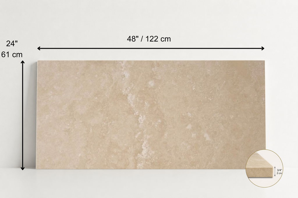 TILE IVORY LEATHER TRAVERTINE 24" x 48" x 3/4 CROSS CUT
