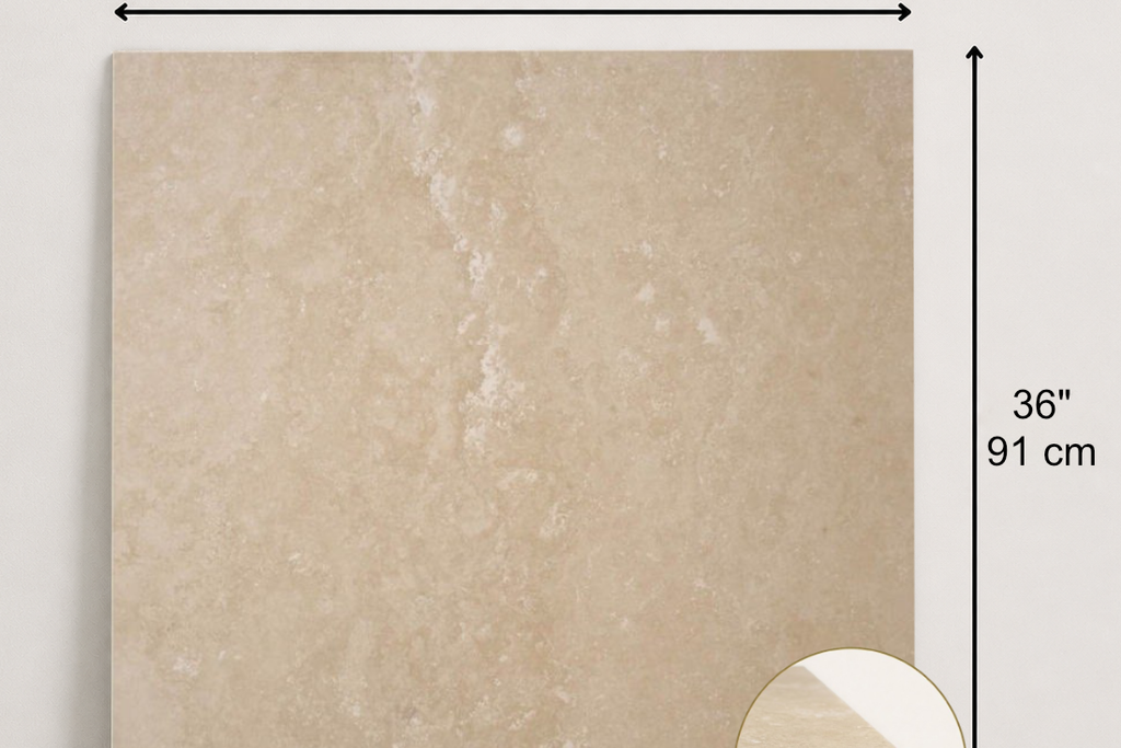 TILE IVORY LEATHER TRAVERTINE 36" x 36" x 3/4 CROSS CUT