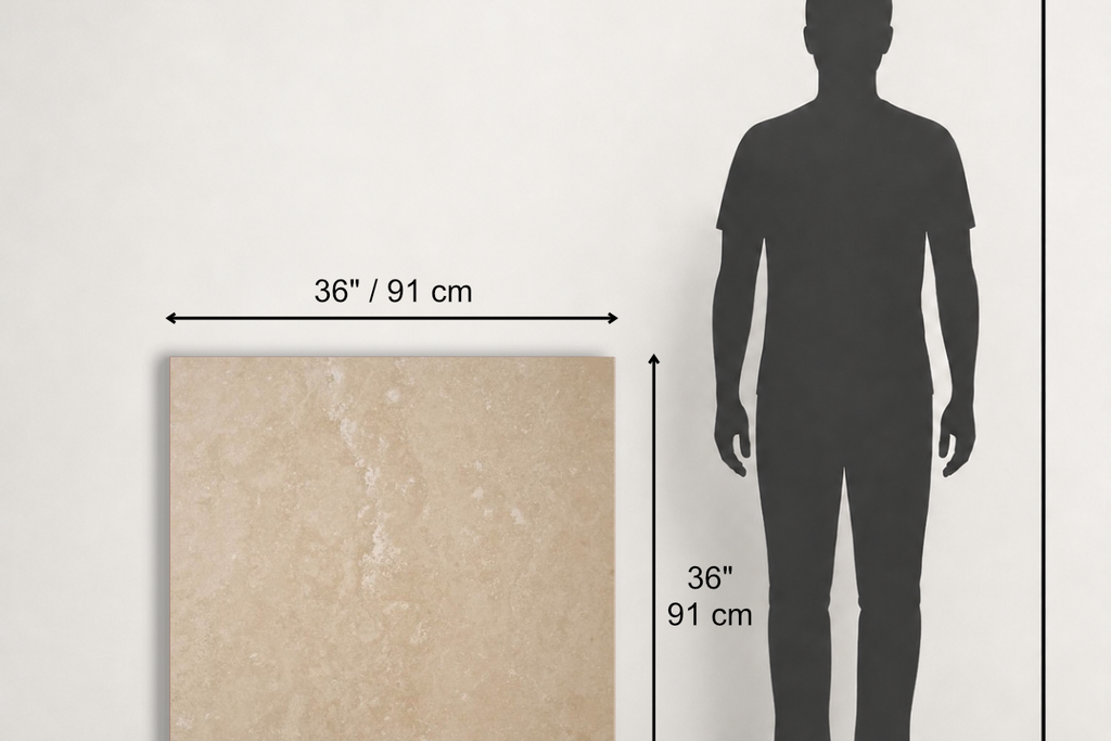 TILE IVORY LEATHER TRAVERTINE 36" x 36" x 3/4 CROSS CUT