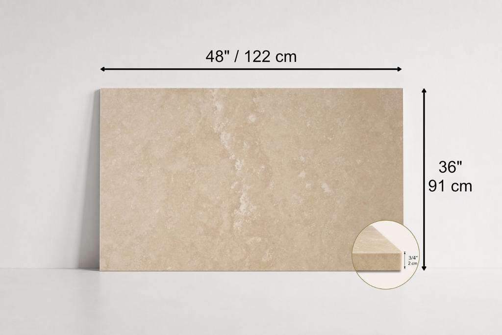 TILE IVORY LEATHER TRAVERTINE 36" x 48" x 3/4 CROSS CUT