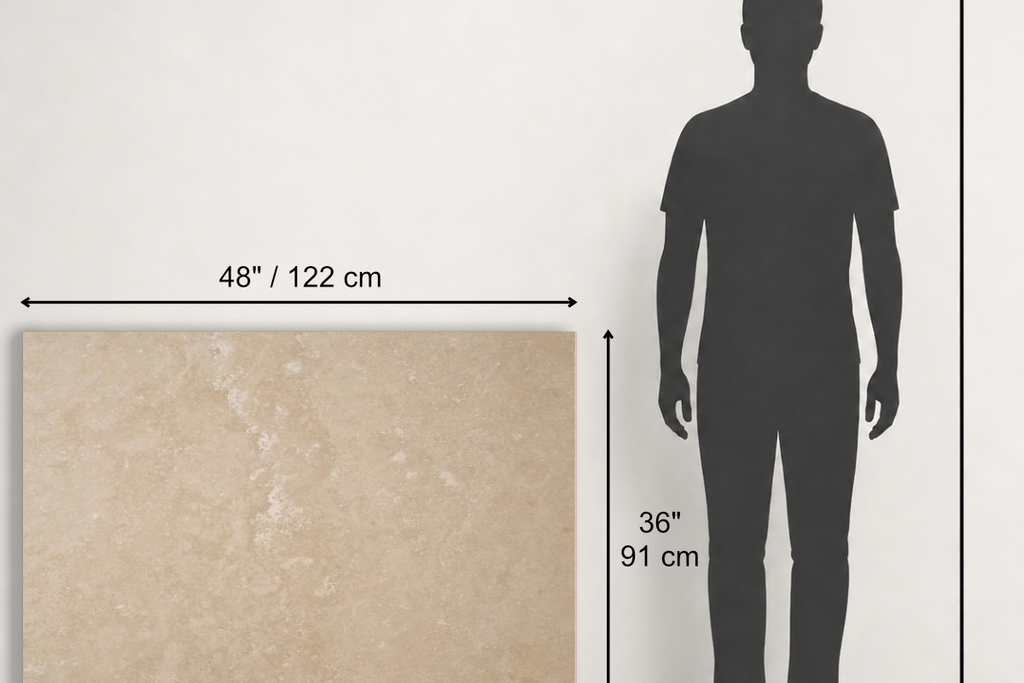 TILE IVORY LEATHER TRAVERTINE 36" x 48" x 3/4 CROSS CUT