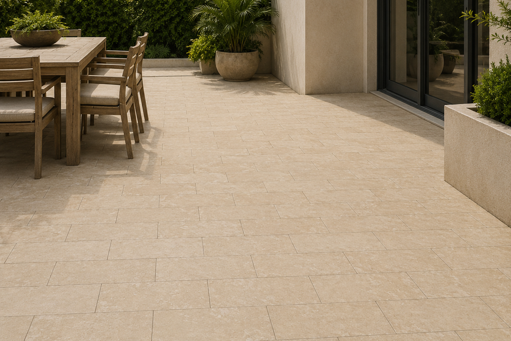 PAVERS IVORY LEATHER TRAVERTINE 6" X 12" X 1 1/4" CROSS CUT