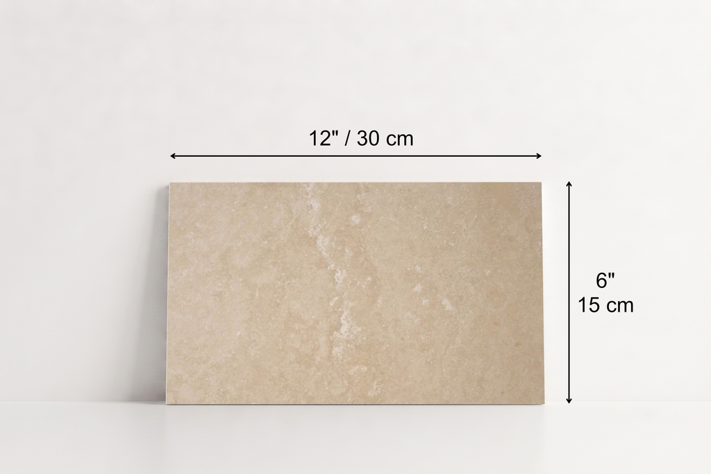 PAVER IVORY LEATHER TRAVERTINE 6" X 12" X 1 1/4" CROSS CUT