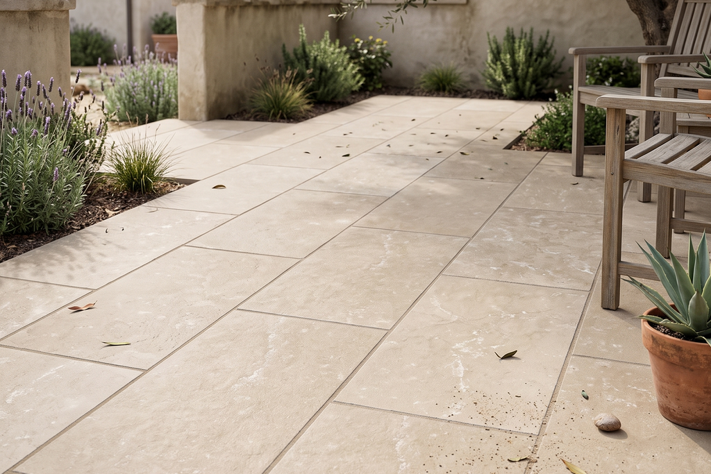 PAVERS IVORY LEATHER TRAVERTINE 12" X 24" X 1 1/4" CROSS CUT