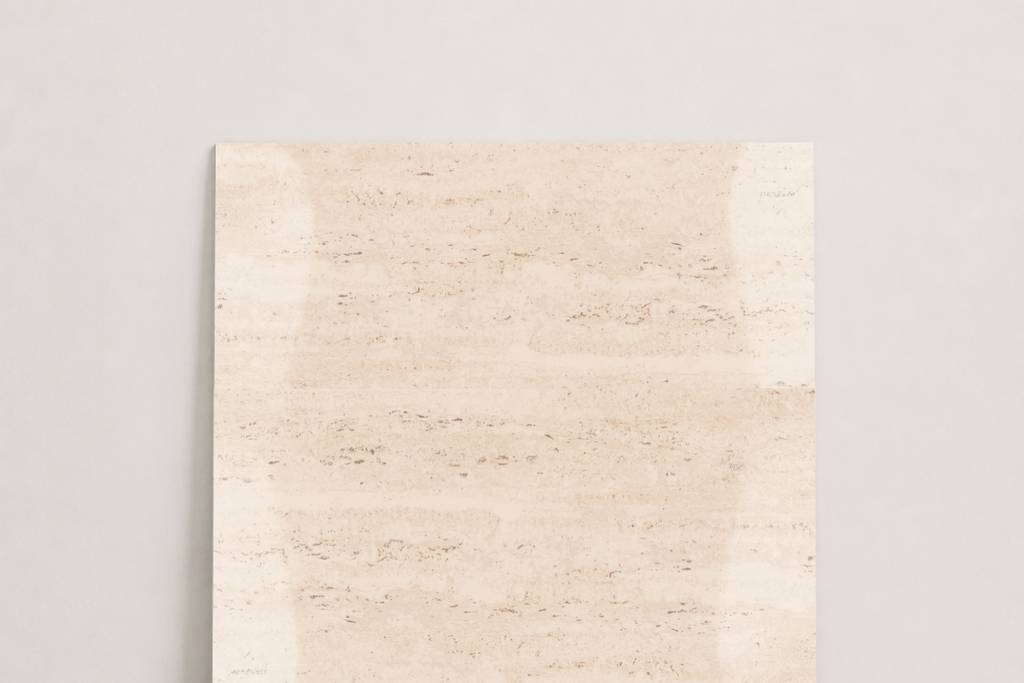 TILE IVORY POLISHED TRAVERTINE 18" x 18" x 3/4 CROSS CUT