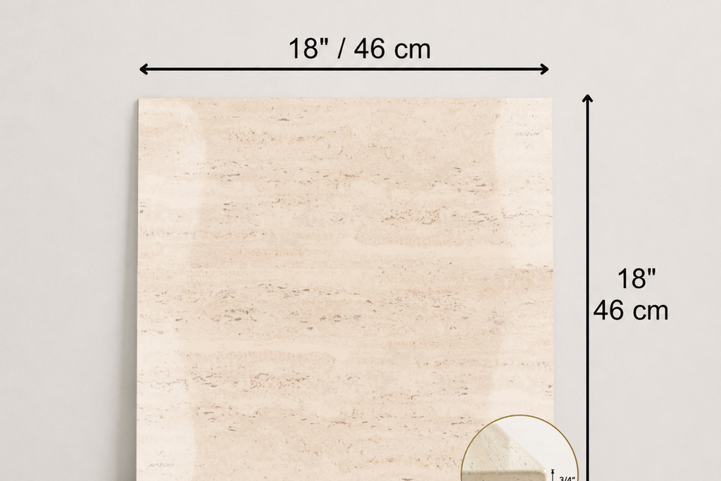 TILE IVORY POLISHED TRAVERTINE 18" x 18" x 3/4 CROSS CUT