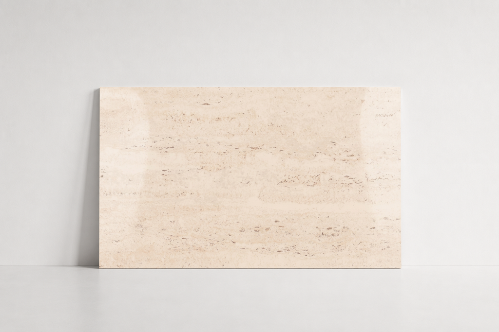 TILE IVORY POLISHED TRAVERTINE 24" x 36" x 3/4 CROSS CUT