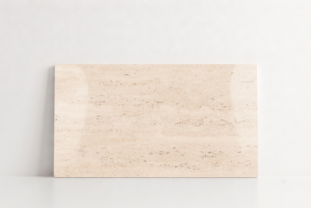 TILE IVORY POLISHED TRAVERTINE 24" x 48" x 3/4 CROSS CUT
