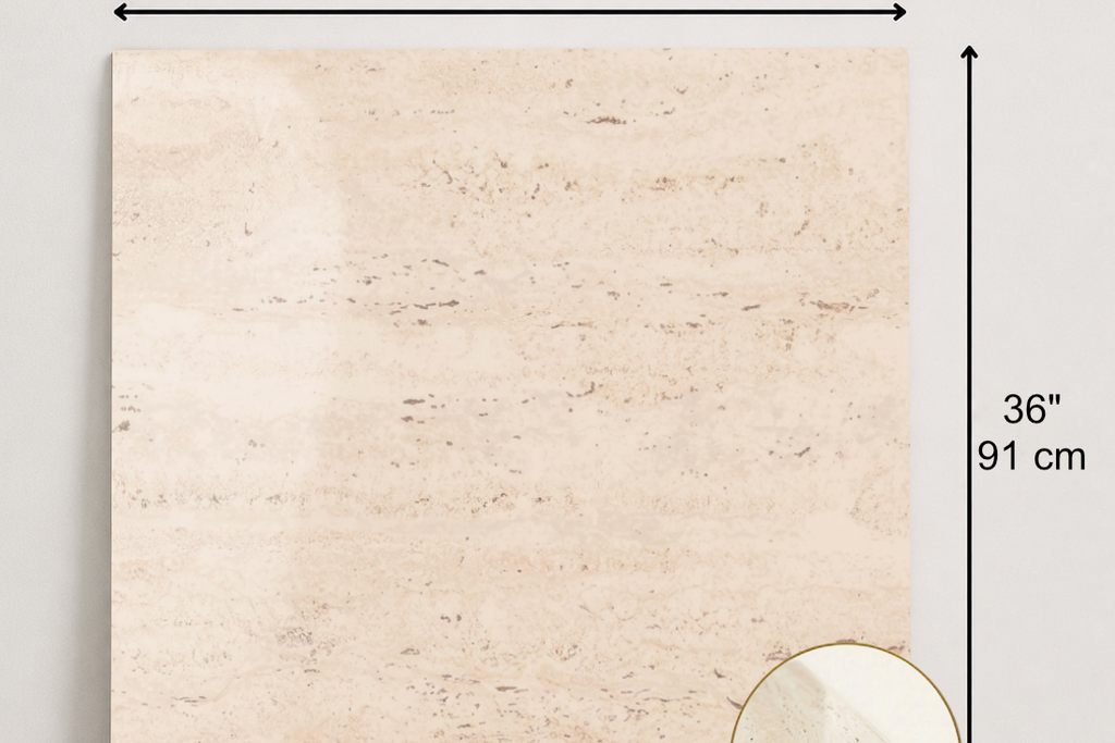 TILE IVORY POLISHED TRAVERTINE 36" x 36" x 3/4 CROSS CUT