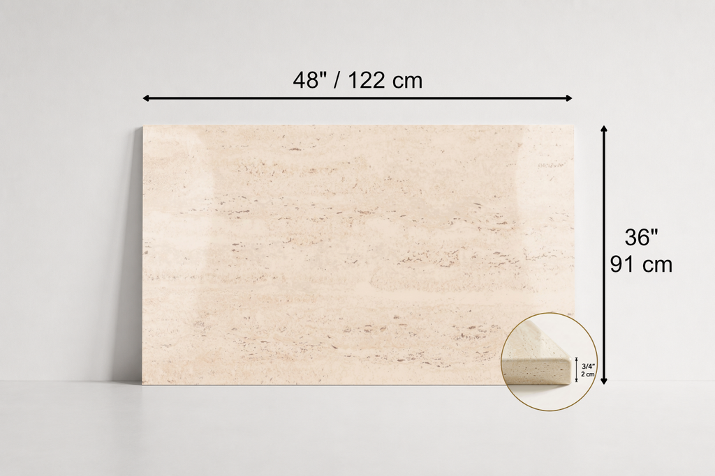 TILE IVORY POLISHED TRAVERTINE 36" x 48" x 3/4 CROSS CUT
