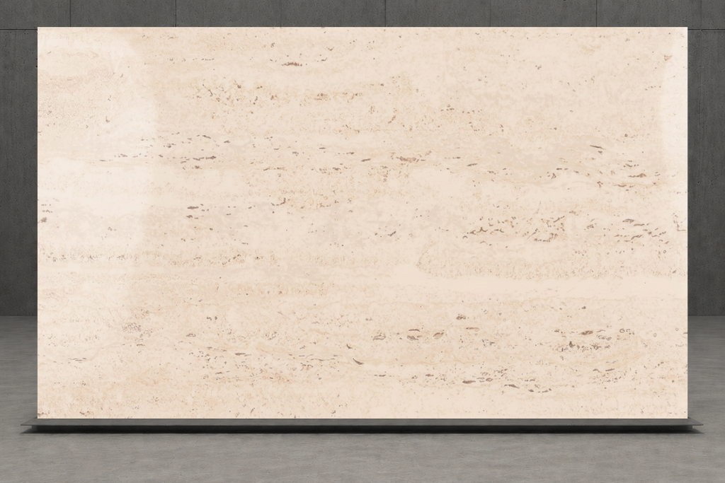 SLAB IVORY POLISHED TRAVERTINE 71" x 100" x 3/4" CROSS CUT