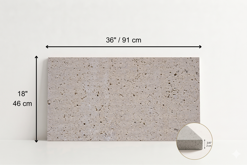 TILE IVORY SANDBLASTED TRAVERTINE 18" X 36" X 3/4" CROSS CUT