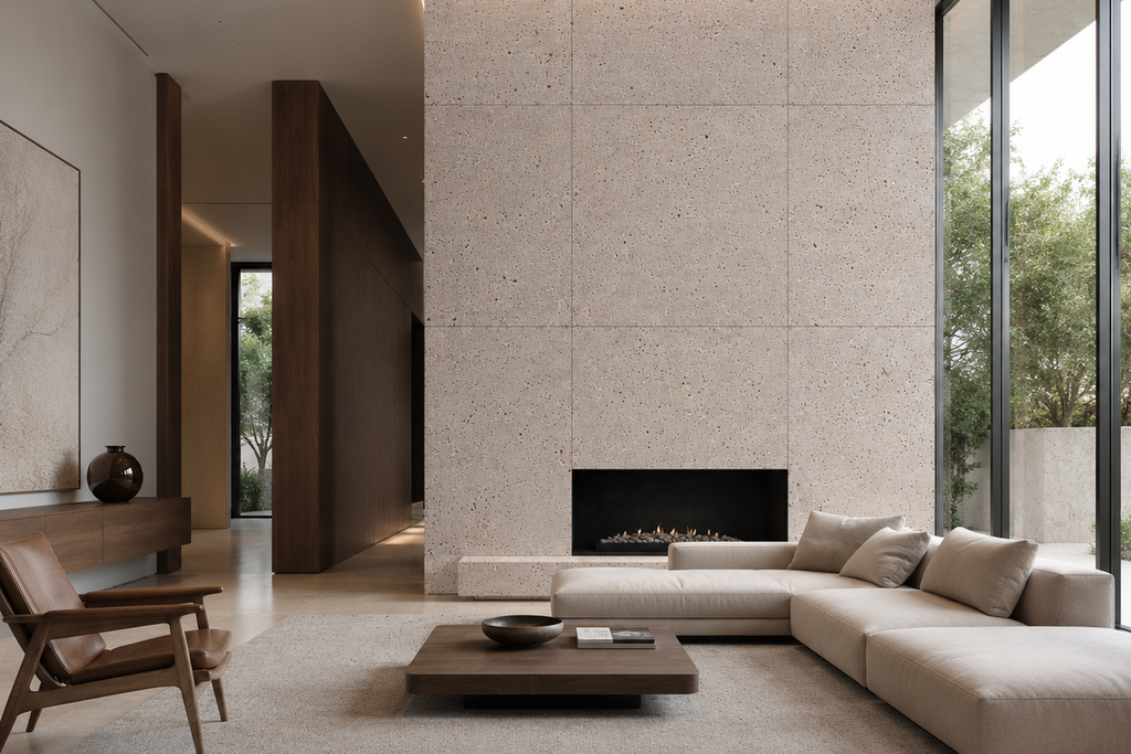 TILE IVORY SANDBLASTED TRAVERTINE 48" x 48" 3/4" CROSS CUT