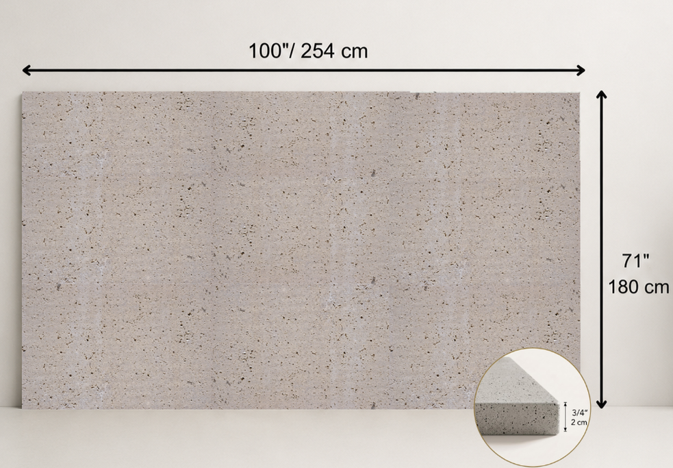 SLAB IVORY SANDBLASTED TRAVERTINE 71" x 100" x 3/4" CROSS CUT