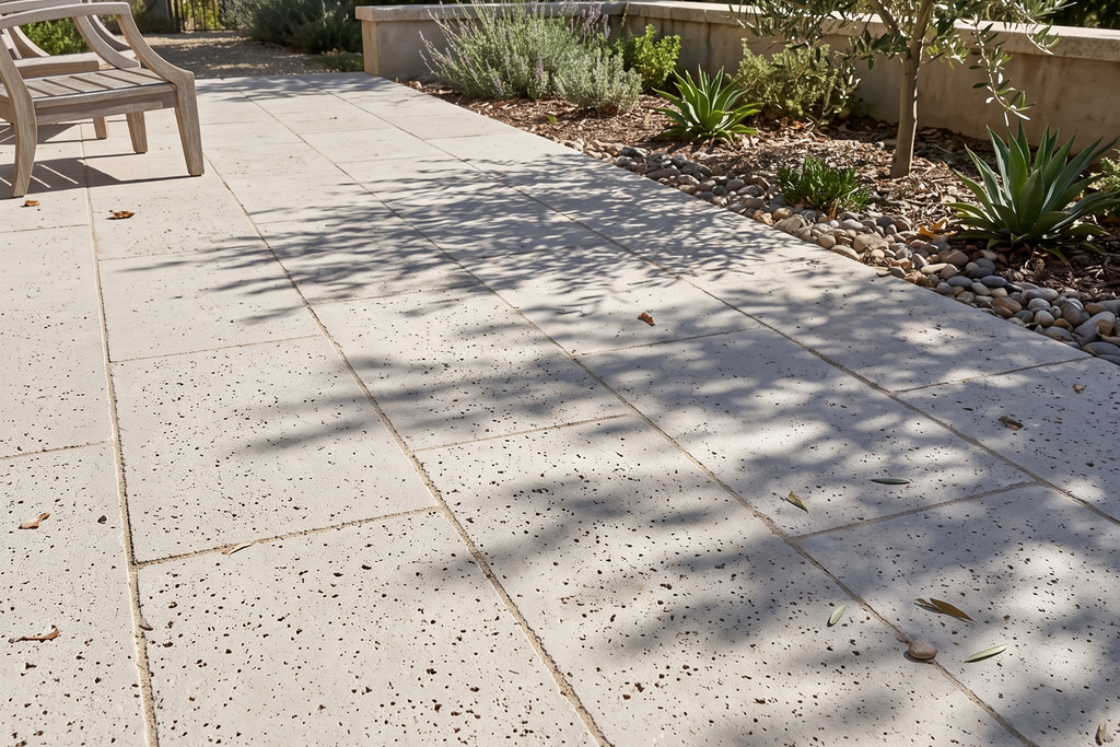 PAVERS IVORY SANDBLASTED TRAVERTINE 12" X 24" X 1 1/4" CROSS CUT