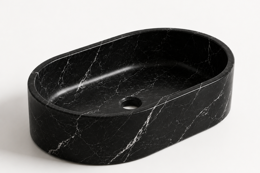Oval Stone Basin Marble Black