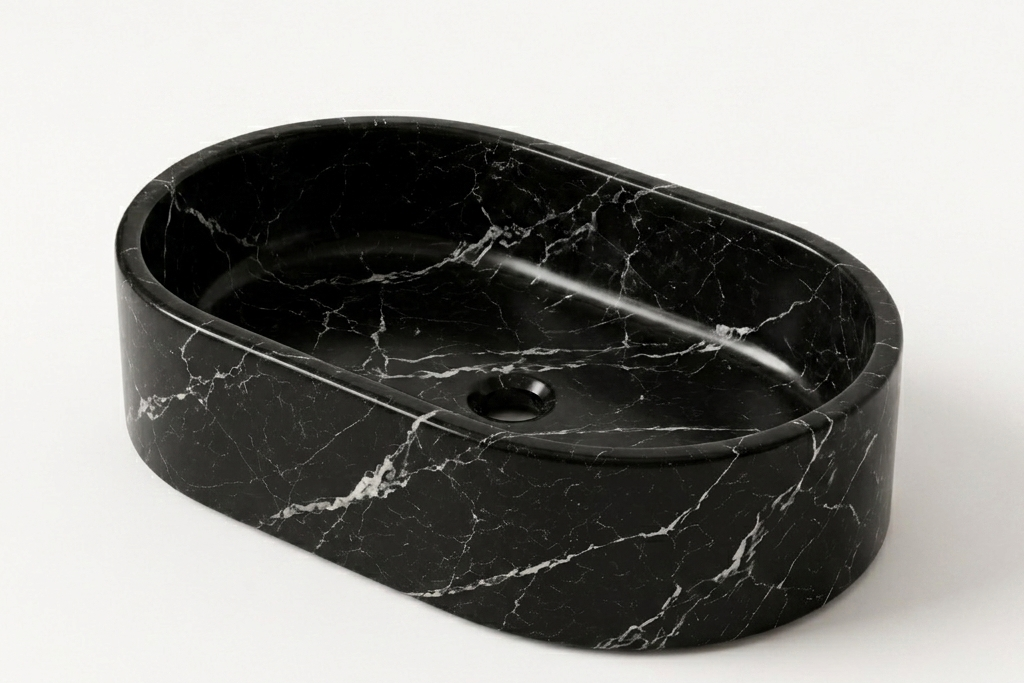 Oval Stone Basin Marble Black