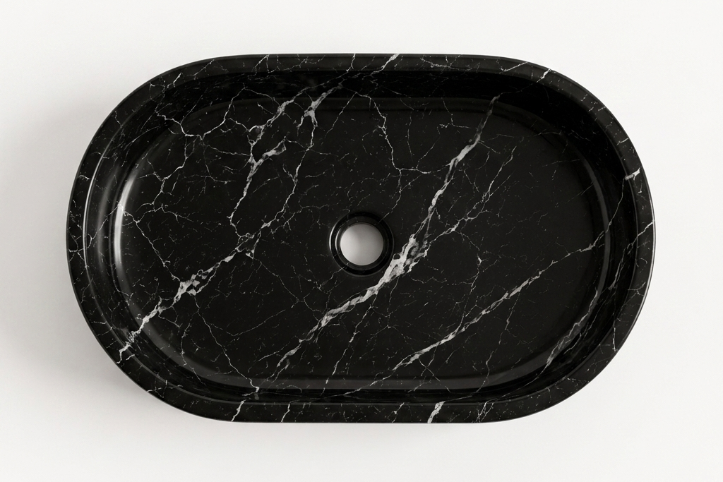 Oval Stone Basin Marble Black