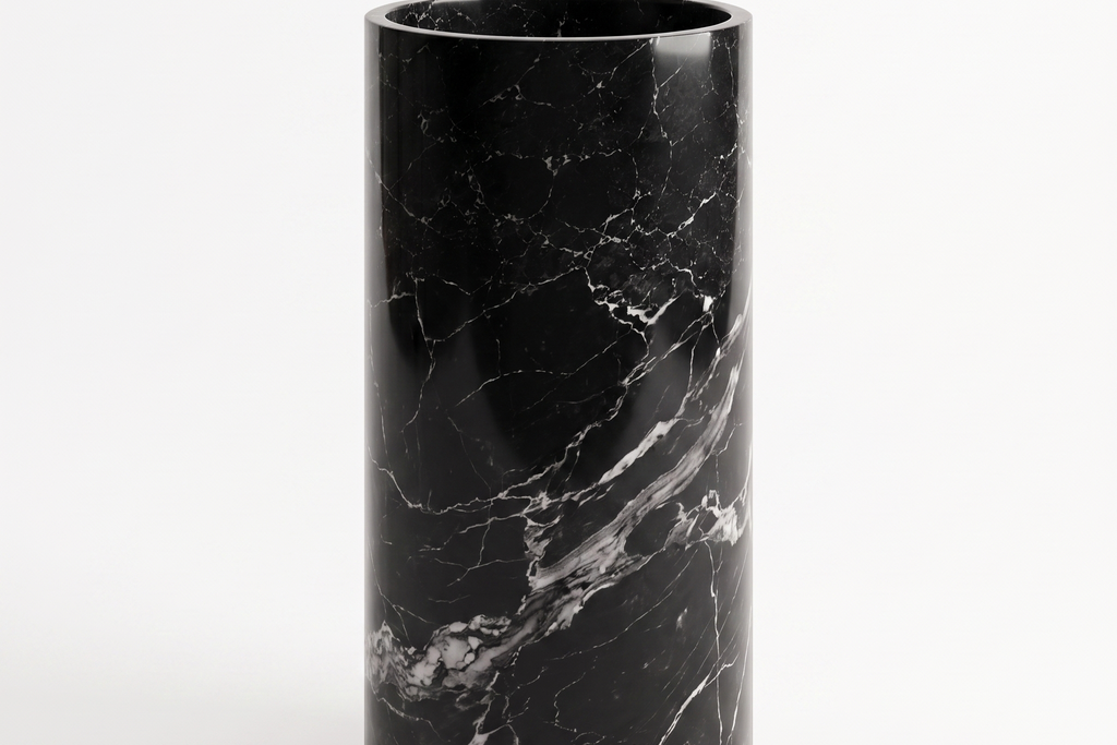 Marble black Pedestal Sink Elegant Round