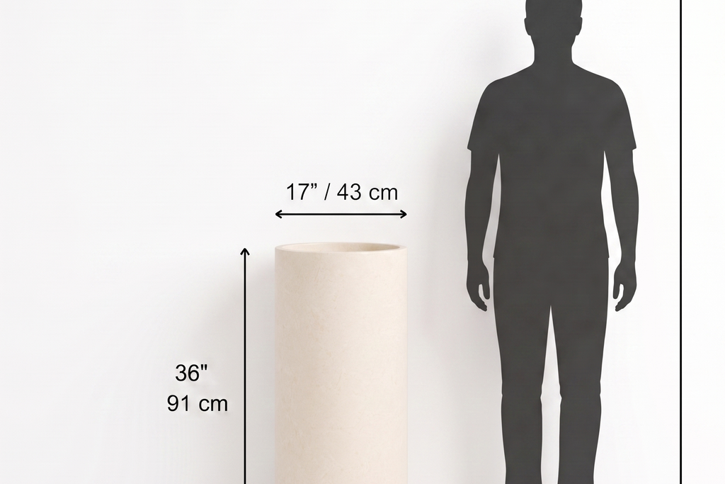 Travertine Ivory Pedestal Sink Elegant Round