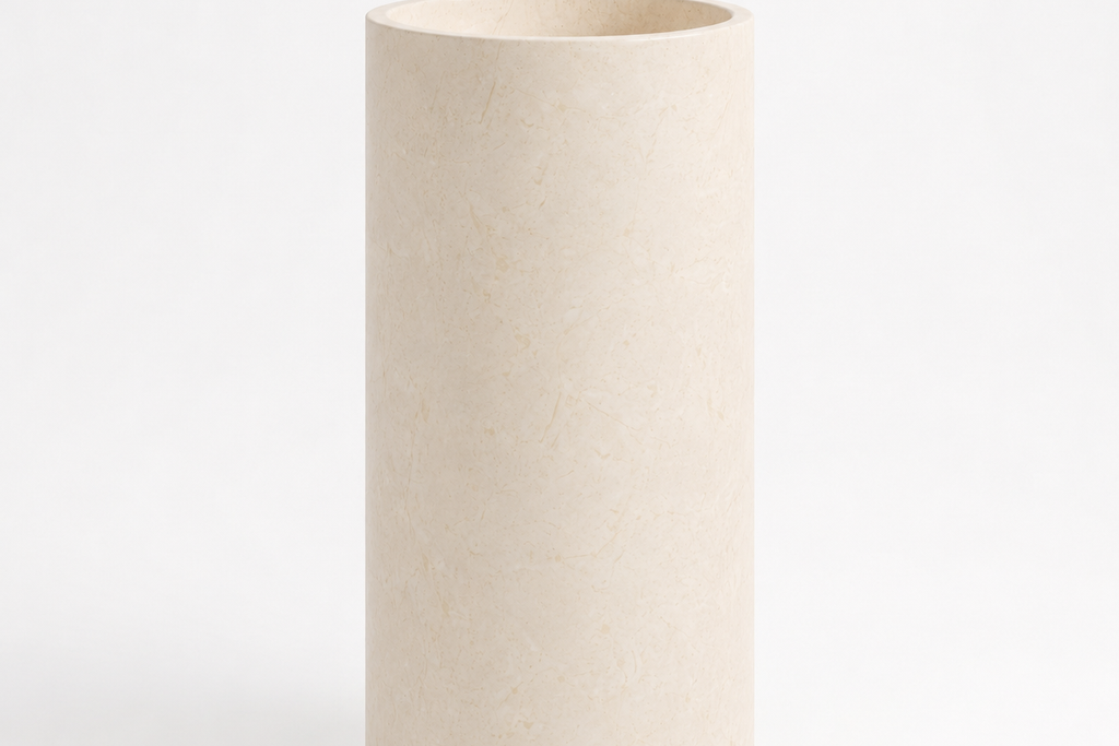 Travertine Ivory Pedestal Sink Elegant Round