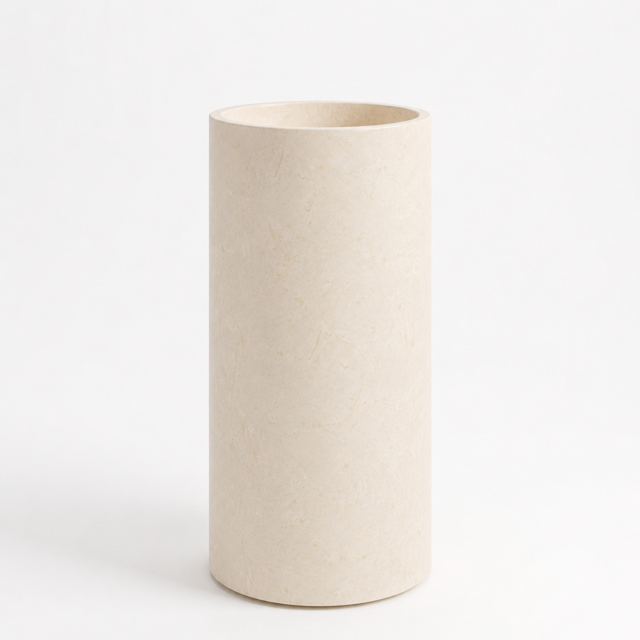 Travertine Ivory Pedestal Sink Elegant Round