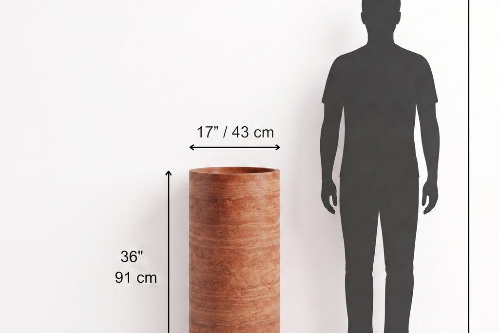 Travertine Red Pedestal Sink Elegant Round