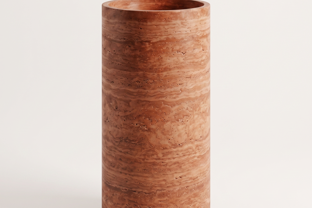 Travertine Red Pedestal Sink Elegant Round