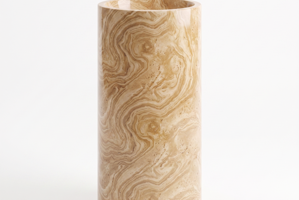 Travertine Serpentine Pedestal Sink Elegant Round