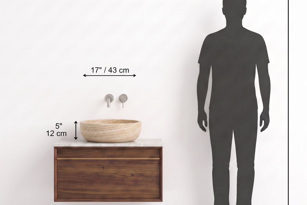 Small Stone Basin Travertine Beige